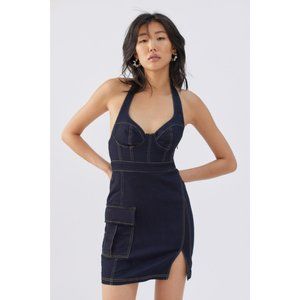 Urban Outfitter Women's Blue UO Jenny Denim Bustier Mini Dress Size Medium